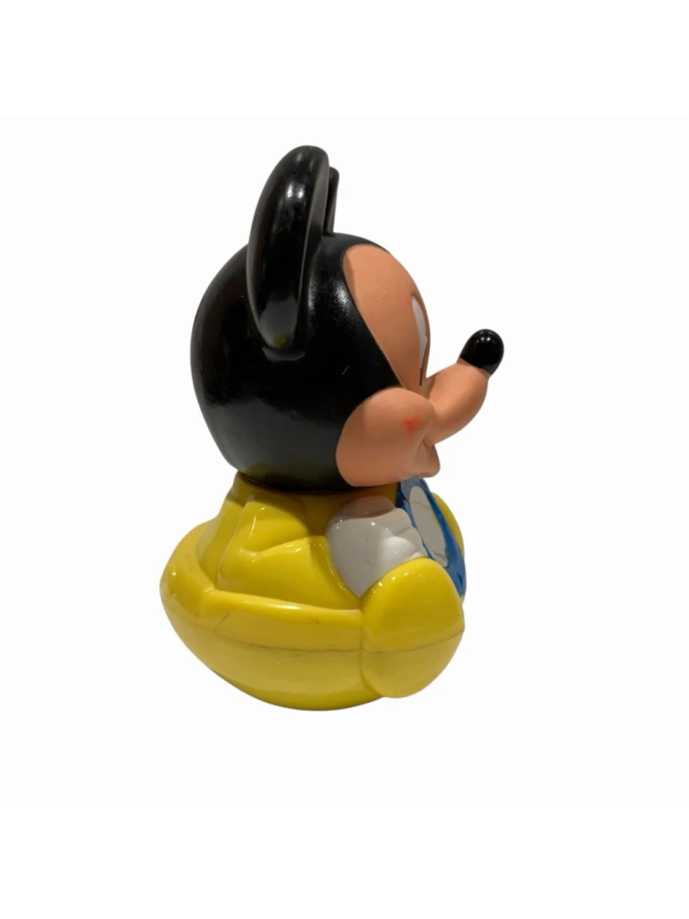 Disney Mickey Mouse Vtg 1984 Weeble Wobble Baby Toy Bell 6.75” Does Not Chime